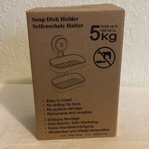 Soap Dish Holder Powerful Suction Cup Wall Mounted for Bathroom Shower - Picture 8 of 10